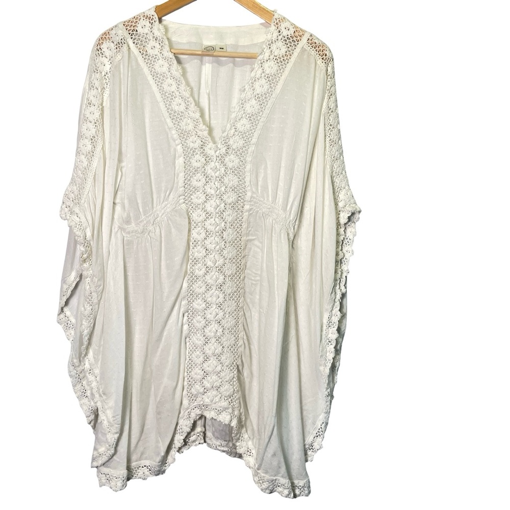 Koy Resort Women's White Lace Trim Coverup, Size M